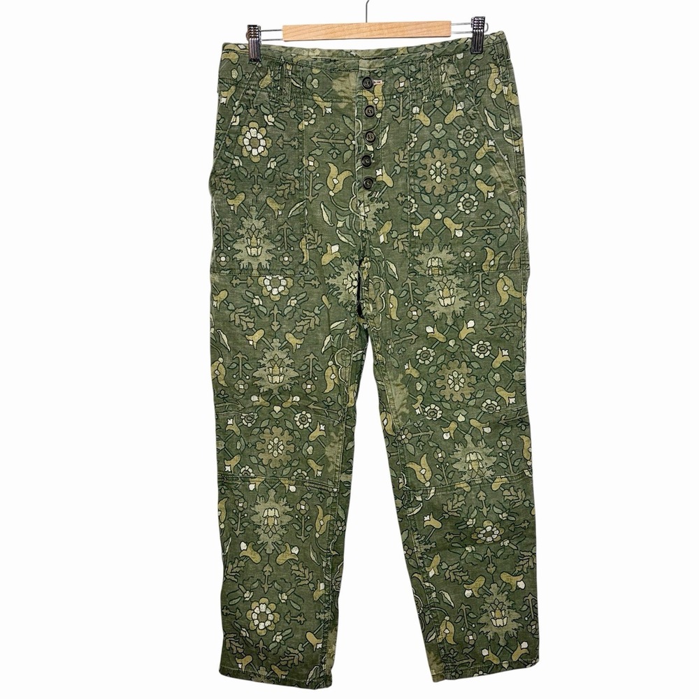 Anthropologie The Wanderer Pants Green Boho Print Womens 31 Grunge Earthy Indie